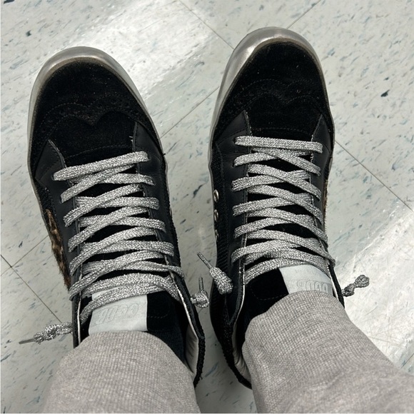 NIB Women's Golden Goose Mid/Star Double Quarter Snkr, Leopard Stars, Sz. 37 - Picture 3 of 6